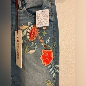 Free People x Driftwood Embroidered Flare Jeans Size 25
